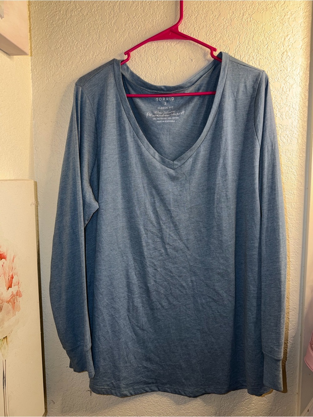 torrid Washed Blue V-Neck Long Sleeve Top